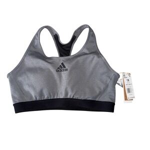 Adidas Womens 1X Grey Black Sports Bra Gym training Workout‎ Athleisure new tags